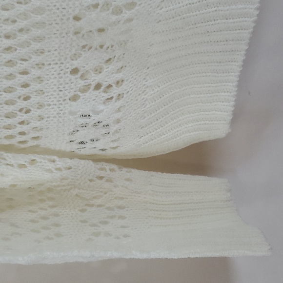 Crochet Long-Sleeve Round Neck Sweater Summer Tops , Hollow Out Slouchy ~ Beige - Picture 13 of 13